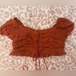 Terracotta Ruffled Crop Top